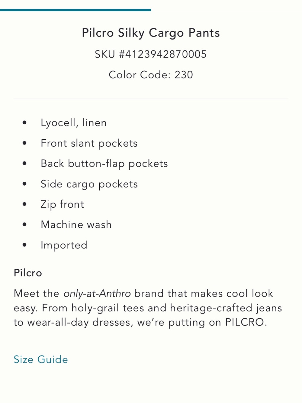 Pilcro Olive Wide-Leg Cargo Pants with Patch Pockets - Size 10 - Picture 5 of 6